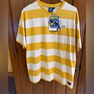 NWT Popeye x TYAKASHA Striped T-Shirt Men’s Small Yellow White Rare Collab